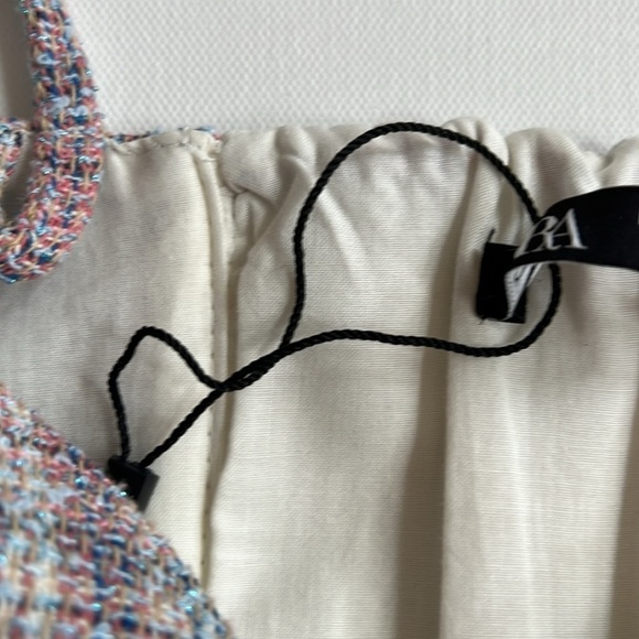 NWOT Zara Blue Pink Check Tweed  Bralette size Medium - Picture 4 of 8